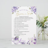 Papier Tea de Fête des mariées Florale pourpre Ce que dit (Debout devant)