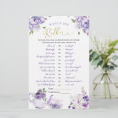 Papier Tea De Fête des mariées Florale Violet Plairait-El (Debout devant)