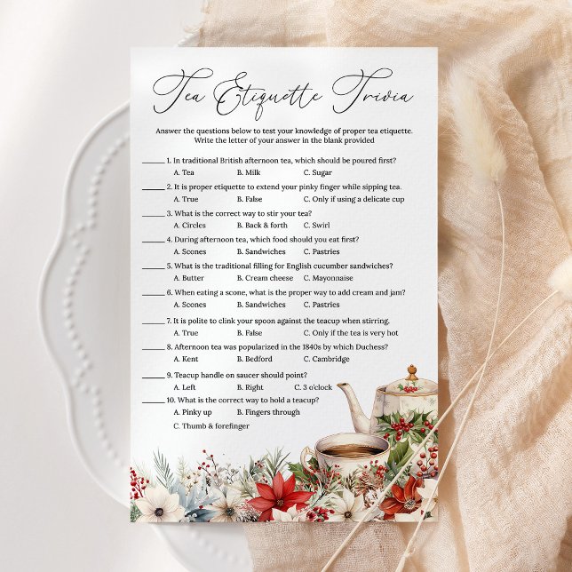 Papier Tea Etiquette Trivia Christmas Tea Party Game (Créateur téléchargé)