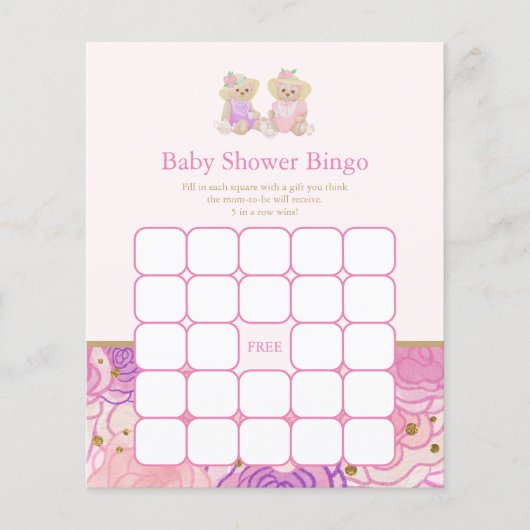 Papier Tea Party Baby shower Bingo Jeu (Devant)