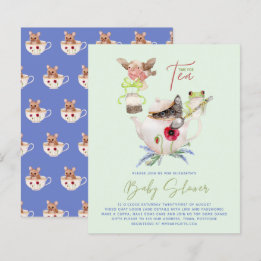 Papier Tea Party Baby Shower Invitations Cute Tea Pot