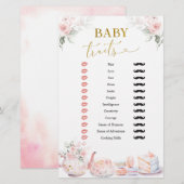 Papier Tea Party Fête des mariées rose Floral Traits bébé (Devant / Derrière)