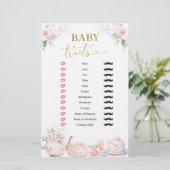Papier Tea Party Fête des mariées rose Floral Traits bébé (Debout devant)