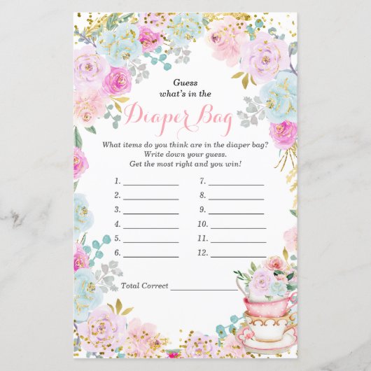 Papier Tea Party Pastel Guess What's In the Diaper Bag (Devant)