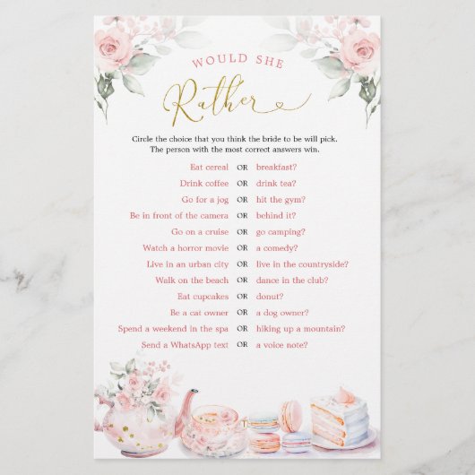 Papier Tea Party rose Floral Jeux sur mesure (Devant)