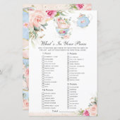 Papier Tea Party rose floral Qu'est-ce que dans votre jeu (Devant / Derrière)