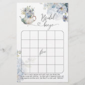 Papier Teapot bleu floral douche bingo (Devant)