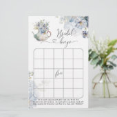 Papier Teapot bleu floral douche bingo (Debout devant)