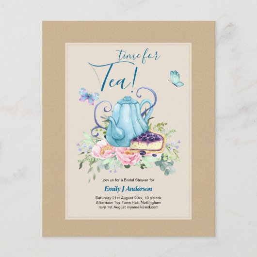 Papier Teapot Fête des mariées Teatime Après-midi Thé Inv (Devant)