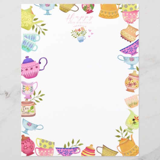 Papier Teapots et tasses Anniversaire (Devant)