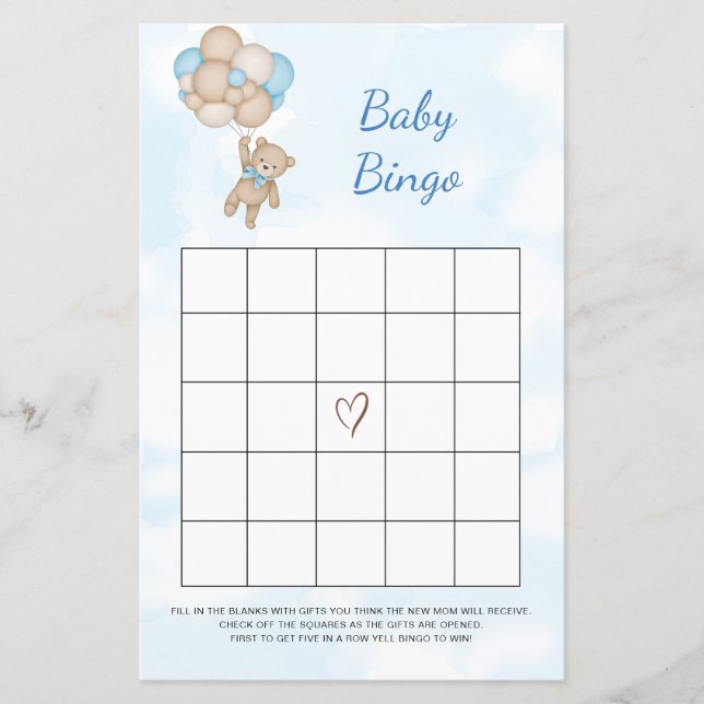Papier Teddy Bear Baby Bingo Game (Devant)