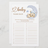 Papier Teddy Bear Baby shower Baby Name Race Game (Devant / Derrière)