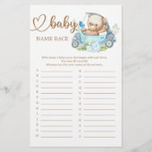 Papier Teddy Bear Baby shower Baby Name Race Game (Devant)