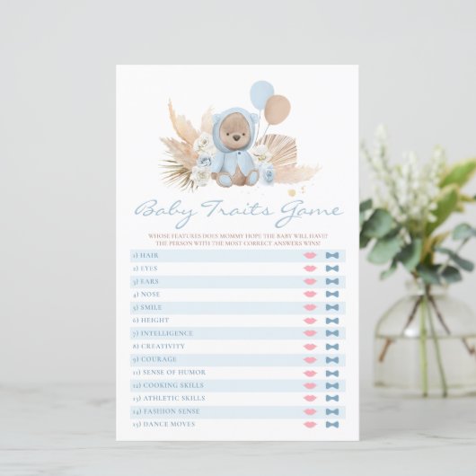 Papier Teddy Bear Baby shower Baby Traits Jeu (Debout devant)