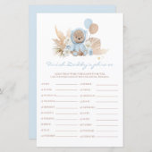 Papier Teddy Bear Baby shower Finish Daddy's Phrase Game (Devant / Derrière)