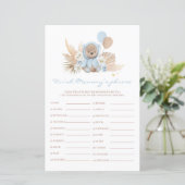 Papier Teddy Bear Baby shower Finish Mommy's Phrase Game (Debout devant)