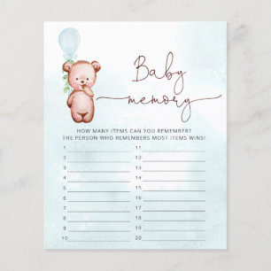 Papier Teddy Bear Baby shower Jeu Baby Memory