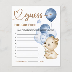 Papier Teddy Bear Bear Bear Guess the Baby Food Card.