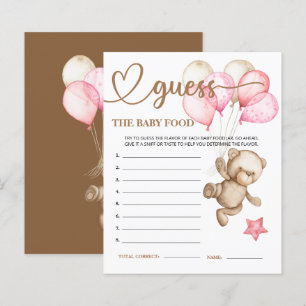 Papier Teddy Bear Bear Bear Guess the Baby Food Card.