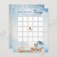 Teddy Bear Bearly Wait Boy Baby shower Bingo Invi