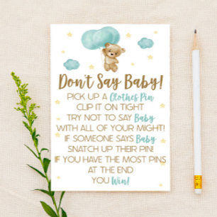 Papier Teddy Bear Blue Balloon Ne dites pas Jeu de Baby S