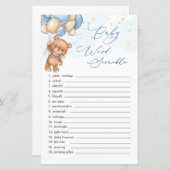 Papier Teddy Bear Blue Balloons Word Scramble Jeu (Devant / Derrière)
