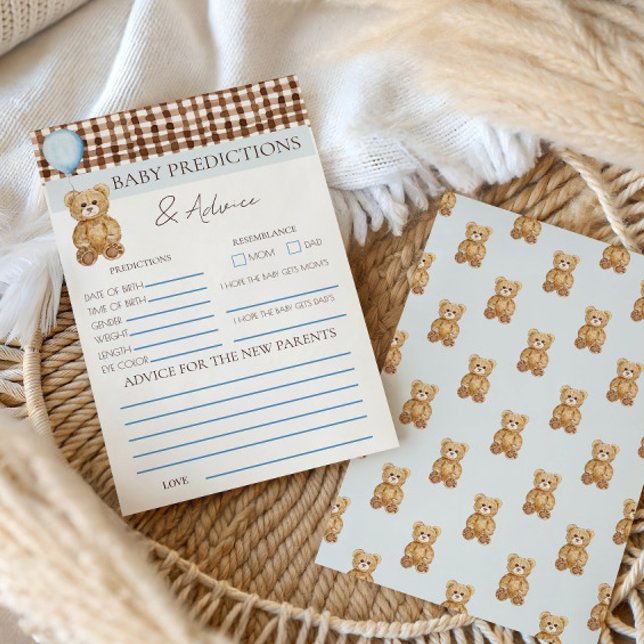 Papier Teddy Bear Boy Baby shower de prédiction Jeu (Créateur téléchargé)