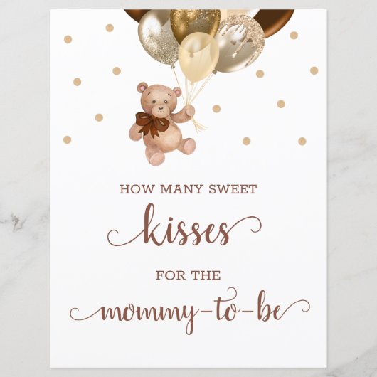 Papier Teddy Bear Combien de baisers Jeu Signal Baby show (Devant)