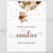 Papier Teddy Bear Devine Combien de bonbons Signer Baby s (Devant)