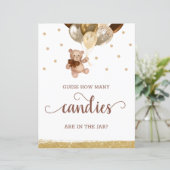 Papier Teddy Bear Devine Combien de bonbons Signer Baby s (Debout devant)