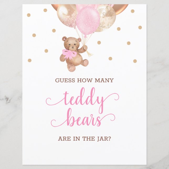 Papier Teddy Bear Devine Combien de bonbons Signer Baby s (Devant)