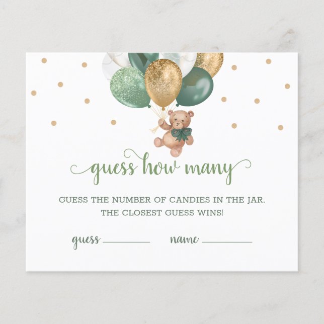 Papier Teddy Bear Devine Combien De Candies Jeu Baby show (Devant)