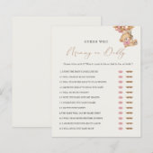 Papier Teddy Bear maman ou papa Baby shower jeu (Devant / Derrière)