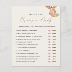 Papier Teddy Bear maman ou papa Baby shower jeu