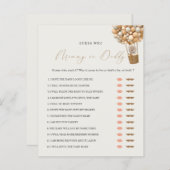 Papier Teddy Bear maman ou papa Baby shower jeu (Devant / Derrière)