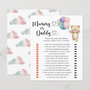 Papier Teddy bear - maman ou papa jeu de baby shower