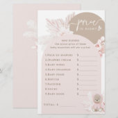 Papier Teddy Bear Modern Boho Girl jeu Baby shower (Devant / Derrière)