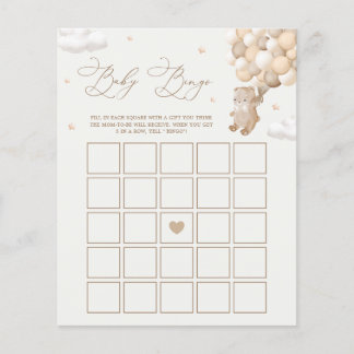 Papier Teddy Bear Neutral Baby shower Bingo Jeu