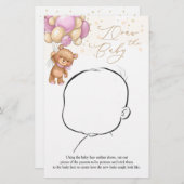 Papier Teddy Bear Pink Balloons Dessiner le jeu de bébé (Devant / Derrière)