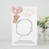 Papier Teddy Bear Pink Balloons Dessiner le jeu de bébé (Debout devant)