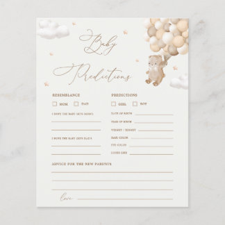 Papier Teddy Bear Prédictions & Conseils Baby shower Jeu