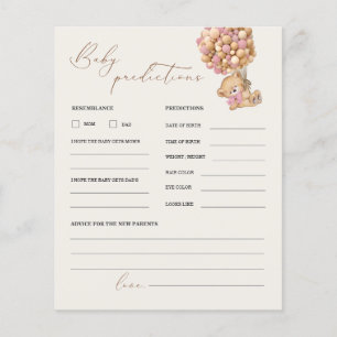 Papier Teddy Bear Prédictions et Conseils Baby shower Jeu