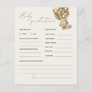 Papier Teddy Bear Prédictions et Conseils Baby shower Jeu