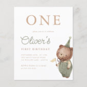 Papier Teddy Bear Premier anniversaire fête Budget Invita (Devant)