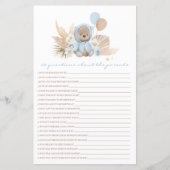 Papier Teddy Bear Questions Sur Les Parents Baby Game (Devant)