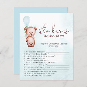 Papier Teddy Bear Qui Connaît Maman Meilleur Baby shower 