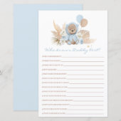 Papier Teddy Bear Qui Connaît Papa Meilleur Baby shower J (Devant / Derrière)