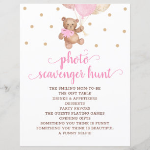 Papier Teddy Bear Rose Et Gold Photo Scavenger Jeu de cha