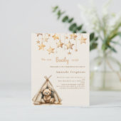 Papier Teddy bear stars budget Baby shower invitation (Debout devant)