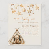 Papier Teddy bear stars budget Baby shower invitation (Devant)